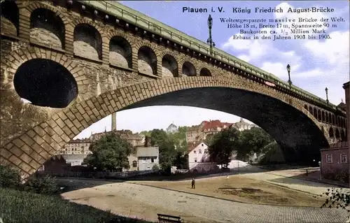 Ak Plauen im Vogtland, König Friedrich August Brücke