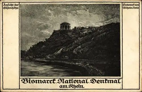 Künstler Ak Bingen am Rhein, Bismarck National Denkmal, Elisenhöhe