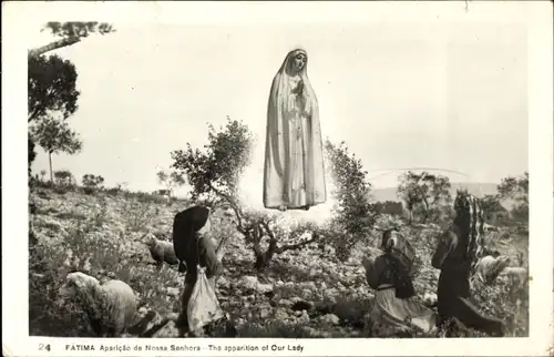 Ak Fatima Portugal, The apparition of Our Lady