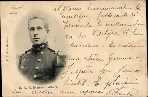 Ak König Albert I von Belgien, Portrait