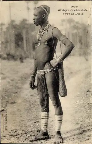 Ak Afrique Occidentale, Type de Diola, Afrikaner, Lendenschurz
