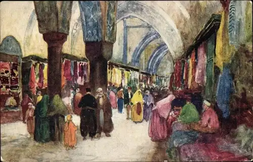 Künstler Ak Konstantinopel Istanbul Türkei, Grand Bazaar