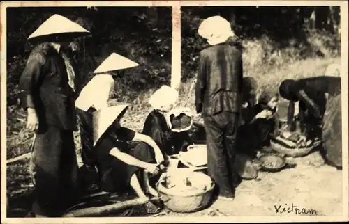 Foto Vietnam, Marktszene, Handel, Händler, Vietnamesische Tracht