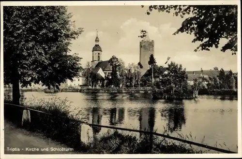 Ak Triptis in Thüringen, Kirche, Schlossturm