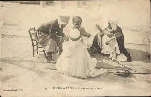 Ak Scenes et Types, Arabes en conversation, Maghreb, Araber