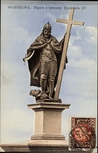 Ak Warszawa Warschau Polen, Figur vom Denkmal Zygmunt des III.