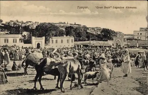Ak Tanger Marokko, Gran Soco Legacion Alemana, Markttreiben
