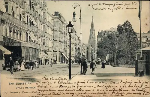 Ak Donostia San Sebastian Baskenland, Calle Hernani, Kirche