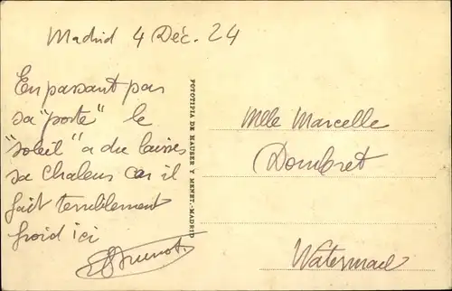 Ak Madrid Spanien, Puerta del Sol, Straßenbahnen, Automobile, Platz