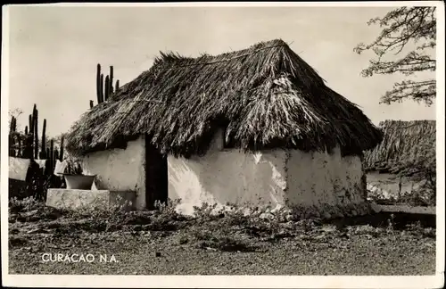 Ak Curaçao Niederländische Antillen Karibik, Old native cottage