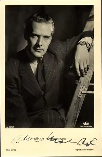 Ak Schauspieler Albert Matterstock, Portrait, Leiter, Ross 3323/1, Autogramm