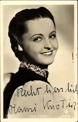 Ak Schauspielerin Hansi Knoteck, Portrait, Ross Verlag A 2422 1, Autogramm