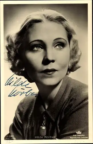 Ak Schauspielerin Hilde Körber, Portrait, Ross Verlag A 2506 1, Autogramm