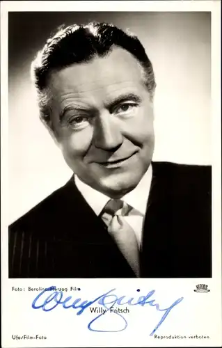 Ak Schauspieler Willy Fritsch, Portrait, Herzog Film, UfA, Autogramm