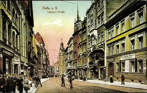 Ak Halle an der Saale, Leipziger Straße, Geschäfte, Manufakturwaren