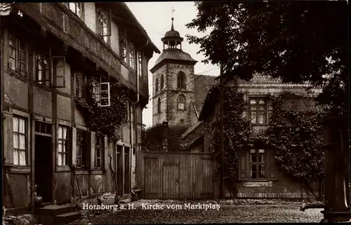 Ak Hornburg Schladen Werla Harz Niedersachsen, Kirche vom Marktplatz