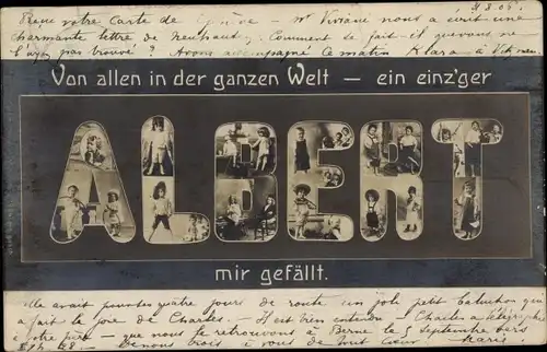 Buchstaben Ak Vorname Albert, Von allen in der ganzen Welt, ein einz'ger mir gefällt, Kinderportrait