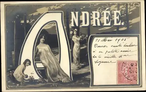 Buchstaben Ak Vorname Andrée, Frauenportrait, Mädchen