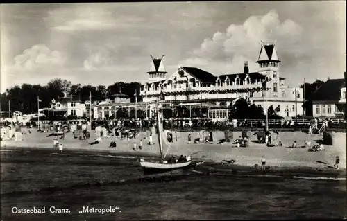 Ak Selenogradsk Ostseebad Cranz Ostpreußen, Strandpartie, Hotel Metropole