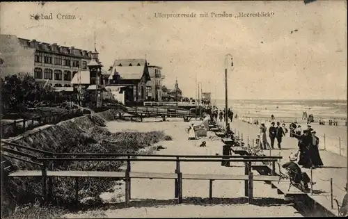 Ak Selenogradsk Ostseebad Cranz Ostpreußen, Uferpromenade mit Pension Meeresblick