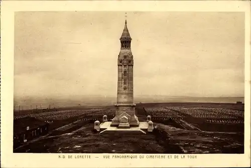 Ak Ablain Saint Nazaire Pas de Calais, Notre Dame de Lorette, Cimetière National, La tour