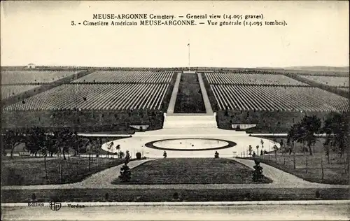 Ak Argonne Meuse, Cemetery, General view, tombs