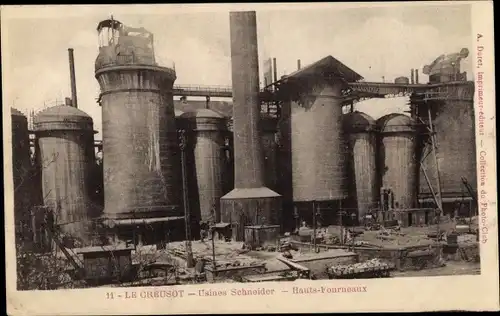 Ak Le Creusot Saône et Loire, Usines Schneider, Hauts-Forneaux