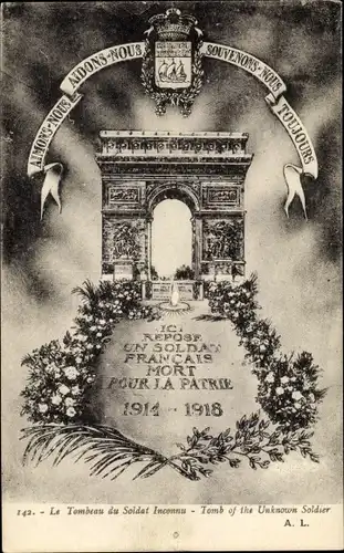 Ak Paris VIII, Triumphbogen, Arc de Triomphe, Le Tombeau du Soldat Inconnu