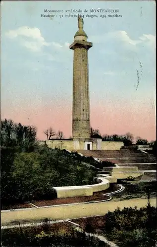 Ak Montfaucon d'Argonne Meuse, Monument Americain