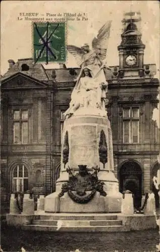 Ak Elbeuf Seine Maritime, Place de l'Hotel de Ville, Le Monument aux morts