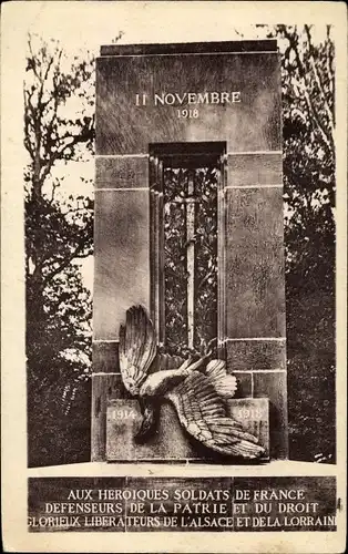 Ak Compiègne Oise, Foret, Clairiere de l'Armistice, Monument du Matin