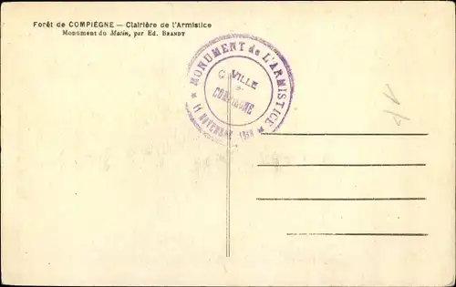 Ak Compiègne Oise, Foret, Clairiere de l'Armistice, Monument du Matin
