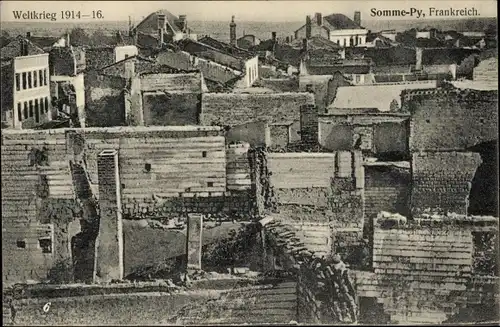 Ak Somme Py Sommepy Tahure Marne, Weltkrieg 1914-1916, Ruinen
