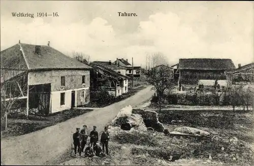 Ak Tahure Marne, Weltkrieg 1914-16, Ruinen, Soldatengruppe