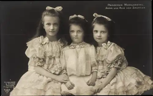 Ak Prinzessinnen Margarethe, Anna und Alix von Sachsen, Portrait