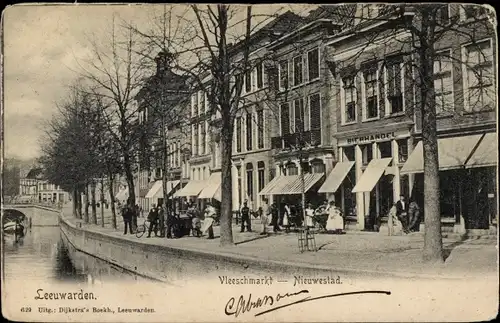 Ak Leeuwarden Friesland Niederlande, Vleeschmarkt, Nieuwestad, Bierhandel