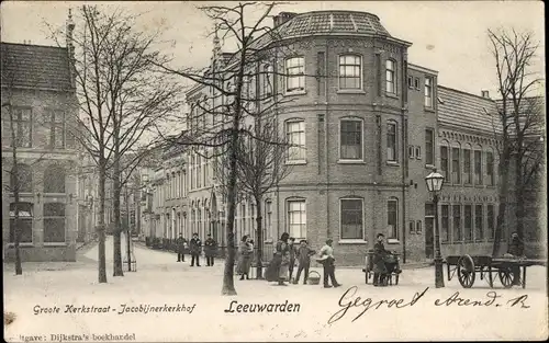 Ak Leeuwarden Friesland Niederlande, Groote Kerkstraat, Jacobijnerkerkhof
