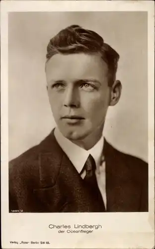 Ak Pilot Charles Lindbergh, Portrait, Atlantiküberquerung
