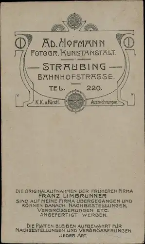 CdV Straubing an der Donau Niederbayern, Portrait von einem Geistlichen