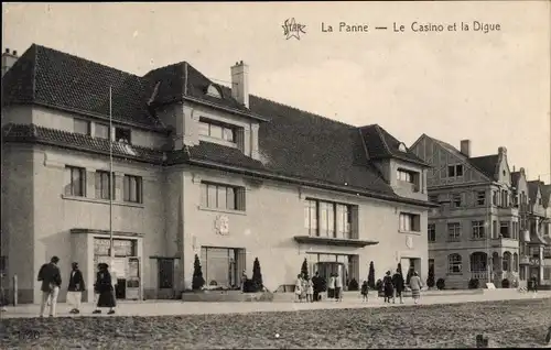 Ak La Panne De Panne Westflandern, Le Casino et la Digue