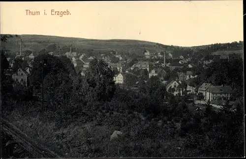 Ak Thum im Erzgebirge Sachsen, Blick auf den Ort