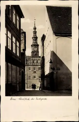 Ak Pirna an der Elbe, Durchblick der Kirchgasse