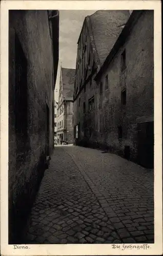 Ak Pirna an der Elbe, Blick durch die Frohngasse