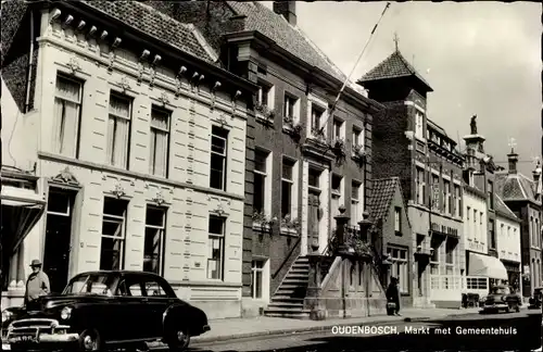 Ak Oudenbosch Nordbrabant, Markt met Gemeentehuis