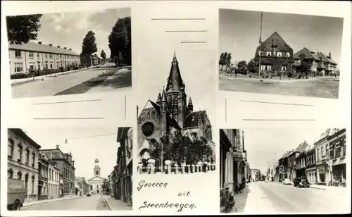 Ak Steenbergen Nordbrabant Niederlande, Kirche, Gebäude, Straßenansichten