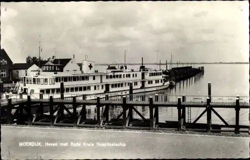 Ak Moerdijk Nordbrabant Niederlande, Haven met Rode Kruis Hospitaalschip