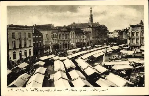 Ak 'S Hertogenbosch Nordbrabant, Marktdag met Stadhuis op den achtergrond