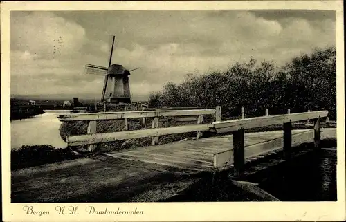 Ak Bergen Nordholland Niederlande, Damlandermolen