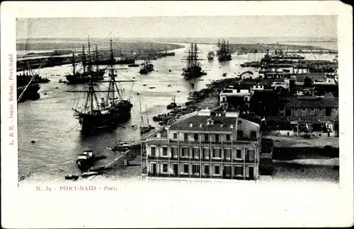 Ak Port Said Ägypten, Port, Hafen, Segelschiff