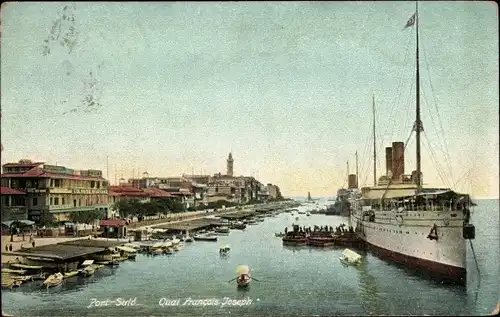 Ak Port Said Ägypten, vue générale du Quai Francois Joseph, Dampfer